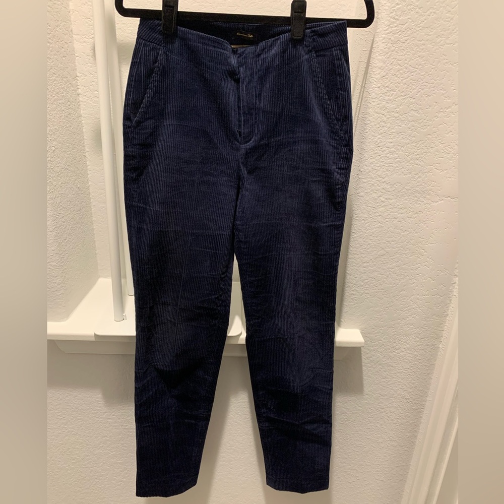 Massimo Dutti navy blue corduroy chino trousers